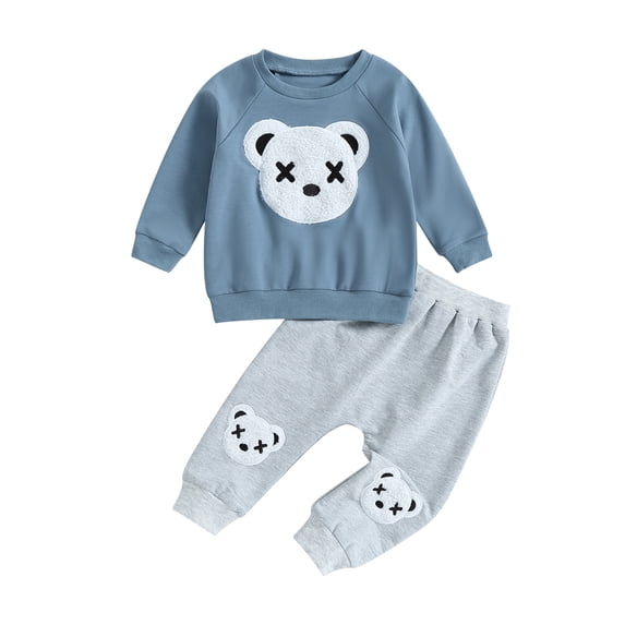Toddler Boy Clothes 2T 3T 4T 5T Fall Outfits Baby Pullover Pants Sets Kids Winter 2Pcs Sweatsuit