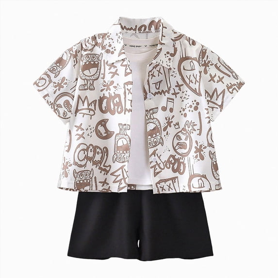 Toddler Boy Clothes 3t 4t Cartoon Cotton Summer Short Sleeve T-Shirt Tops Shorts Clothes Sets Cool Short Sets 6-12 Months 12-24 Months 5t 6t 7t Children,Elastic 7-8 Years