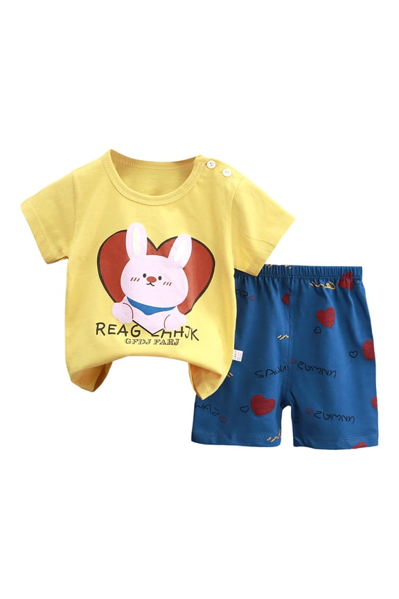 Toddler Boy Clothes 4t Toddler Baby Boy Summer Beach Outfits Short Sleeve T-Shirt + Shorts Set 2Pcs Children's Day Gift,Yellow