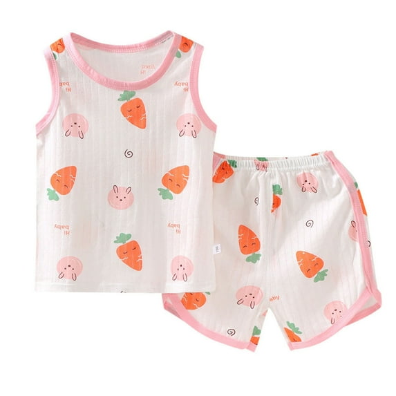 Toddler Boy Clothes Baby Girl Summer Sleeveless Top And Shorts Set Sleepwear Cute Set Clothing Sets,2-Piece,Size 3 Years-4 Years