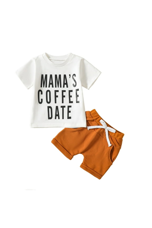 Toddler Boy Clothes Baby Spring Summer Print Letter Cotton Short Sleeve Tshirt Shorts Clothing Sets,2-Piece,Size 0 Months-6 Months