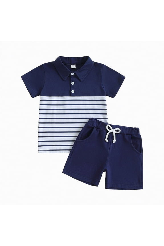 Toddler Boy Clothes Baby Summer Button Short Sleeved Beach 0 6 12 18 24 Months 2T 3T T-Shirt + Shorts Set Two Pieces