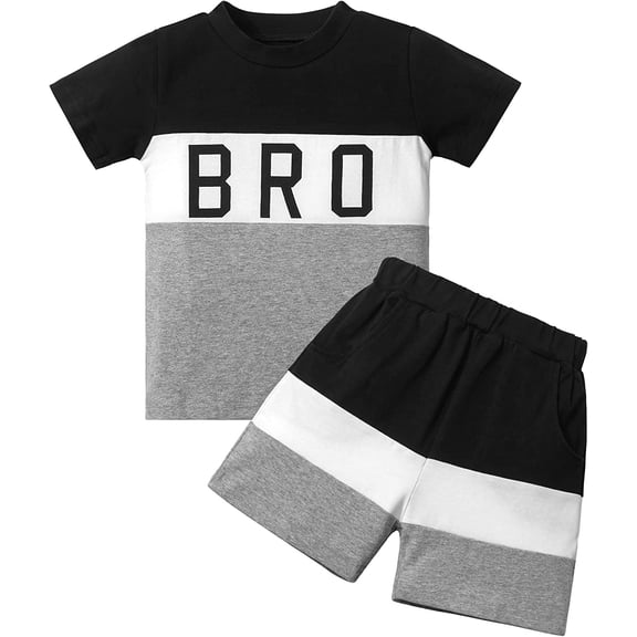 Toddler Boy Clothes, Boys Clothes Summer Letter Print Short Sleeve T-Shirt + Short Pants 2Pcs Outfit Set3-4Years