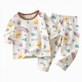 thumbnail image 1 of Toddler Boy Clothes Boys Fall Winter Round Neck Long Sleeve Elastic Waist 0 6 12 18 24 Months 2T 3T Everyday Outfit Outfits 2 PC Boys Girls Clothes Pajamas Set, 1 of 6