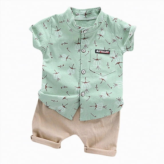 Toddler Boy Clothes Boys' Shorts Set Outfits Children's Summer Rolled Printed Short Sleeve Training 1t 2t 3t 4t 5t 6t T Shirts Tops Shirt and Two Pieces