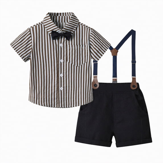 Toddler Boy Clothes Boys Shorts Sets Kids Spring Summer Cotton Button Stripe Short Sleeve Casual 12 18 24 Month 3T 4T 5T T-Shirt+Pant 2Pcs/Set Baby Boys' Clothing 2-Piece Set