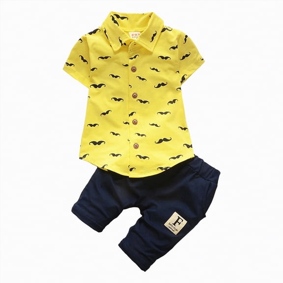 Toddler Boy Clothes Boys Summer Cotton Button Down Printed Short Sleeved Casual 6M 12M 18M 24M 3T 4T Shorts Outfits Suit Set Sweat Outfit Two Pieces