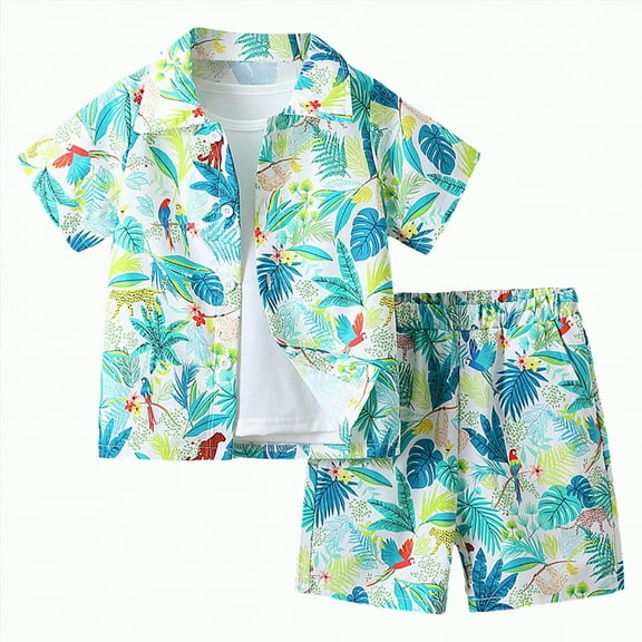 Toddler Boy Clothes Boys Summer Sets Children's Spring Cotton Elastic Prints Sleeveless Sports 0 6 12 18 24 Months 2T 3T Pajama Set T-Shirt and Shorts 2PCS