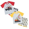 thumbnail image 1 of Toddler Boy Clothes Cartoon Cotton Summer Short Sleeve T-Shirt and Shorts 4 Pcs Kids Outfit Set 3-8 Year, 1 of 6