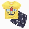 thumbnail image 1 of Toddler Boy Clothes Cartoon Print Short Sleeve T-Shirt and Shorts Outfit Set Little Boys Summer Clothing Sets, 1 of 6