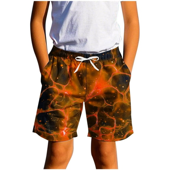 Toddler Boy Clothes Printed Summer Beach Shorts Kids Casual Adjustable Waist Swim Shorts 7-14Y