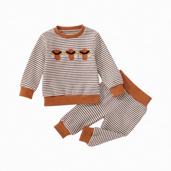 Toddler Boy Clothes Girl Fall/Winter Crewneck Long Sleeve Elastic Waist 4T 5T 6T 7T Top and Pants Set Outfits 2 Pcs