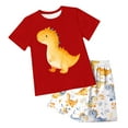 thumbnail image 1 of Toddler Boy Clothes Kids Summer Sleeveless T-Shirt and Elastic Shorts Outfit 2 Piece Sweatsuit Set Cartoon Print 2PCS Set Gift Dailywear Set (3-4 Years,Red) Boys Summer Top+Shorts Set, 1 of 5