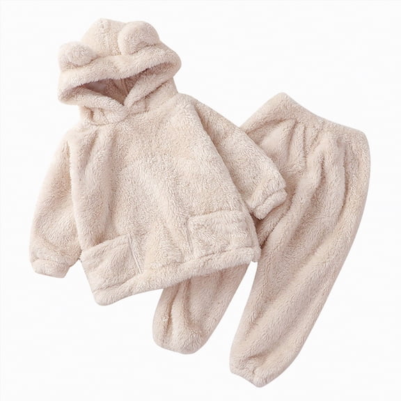 Toddler Boy Clothes Little Boys Fall/Winter Hooded Long Sleeve Elastic Waist 1T 2T 3T Everyday Outfit Set 2-Pieces