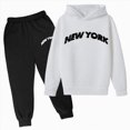 thumbnail image 1 of Toddler Boy Clothes Long Sleeve Sweatshirt & Pants 2Pcs Fall Winter Outfits Baby Boys' Clothing Sets 6-12 Months 12-24 Months 2T 3T 4T 5T 6T Children White,3-4 Years, 1 of 3