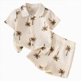 thumbnail image 1 of Toddler Boy Clothes Outfits Kid Summer Hawaiian Print T-Shirt + Elastic Waist Pockets Shorts Clothes Set 6-12 Months 12-24 Months 2t 3t 4t 5t 6t 7t Children(Khaki,6-12 Months), 1 of 5