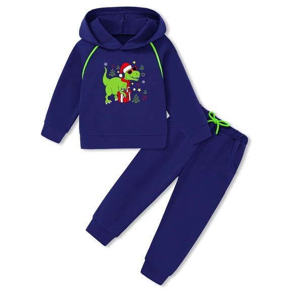 Toddler Boy Clothes Outfits Long Sleeve Hoodie Cartoon Pattern Sweatshirt Pants Set 2PCS Baby Boys Fall Winter Sweatsuit 1-5T