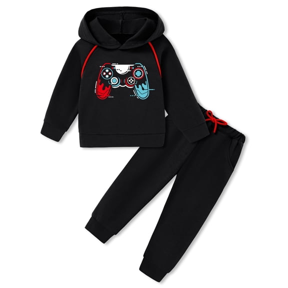 Toddler Boy Clothes Outfits Long Sleeve Hoodie Cartoon Pattern Sweatshirt Pants Set 2PCS Baby Boys Fall Winter Sweatsuit 1-5T