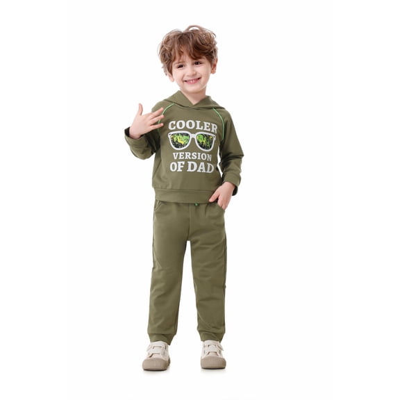 Toddler Boy Clothes Outfits Long Sleeve Hoodie Cartoon Pattern Sweatshirt Pants Set 2PCS Baby Boys Fall Winter Sweatsuit 1-5T