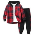 thumbnail image 1 of Toddler Boy Clothes Plaid Hooded Shirt - 2 Piece Outfit: Button Front Toddler Hoodie & Sweatpants Set (3~7 years) boys clothes size 5t outfits, 1 of 9