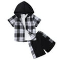 thumbnail image 1 of Toddler Boy Clothes Short Sleeve Stripe Prints Coat Tops And Shorts Clothing Sets,2-Piece,Size 7 Years-8 Years, 1 of 9