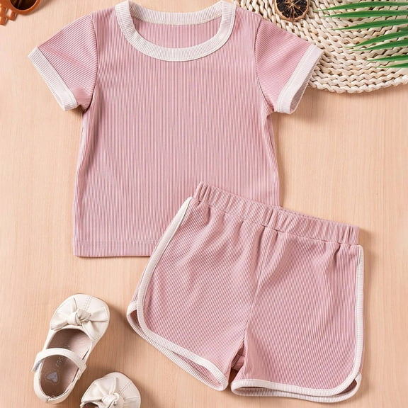 Toddler Boy Outfit Set Solid Short Sleeve T-Shirt Tee Tops Casual Shorts Crew Neck Summer Clothing Baby Boys Clothes 2-3 Years Cute Boy Clothing