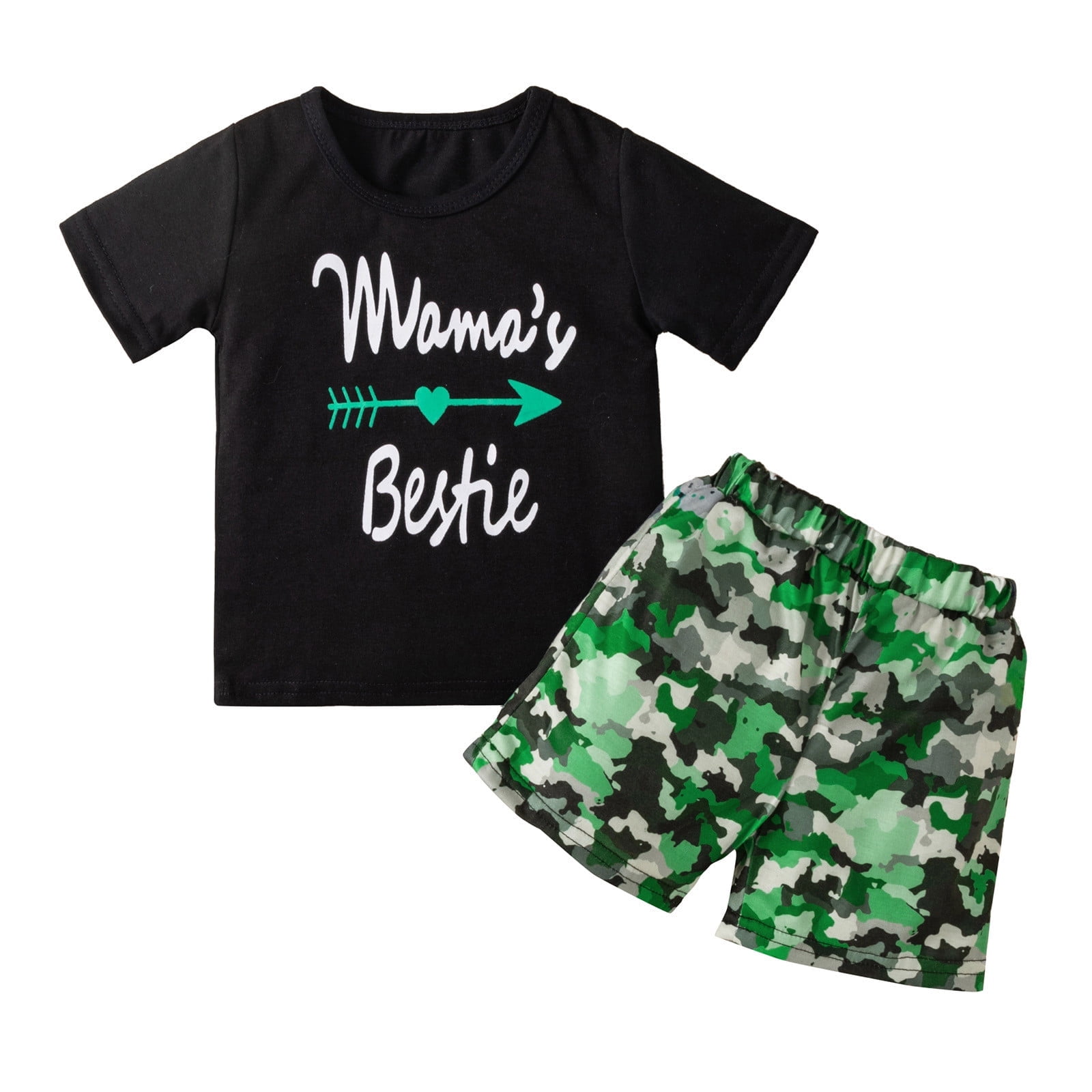 Toddler Boy Clothes Summer Beach Short Sleeve Letter T Shirts Tops Camouflage Shorts Set Clothing Sets,2-Piece,Size 2 Years-3 Years