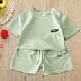thumbnail image 1 of Toddler Boy Clothes Summer Outfits Children's Casual Suit Loose Fit Short Sleeve T-Shirt and Shorts Summer Outfits Size ,Green, 1 of 3