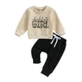 thumbnail image 1 of Toddler Boy Clothes Toddler Girl Fall Winter Outfit 6M 12M 18M 24M 3Y Long Sleeve Sweatshirt Top Jogger Pants Cute 2Pcs Set, 1 of 10