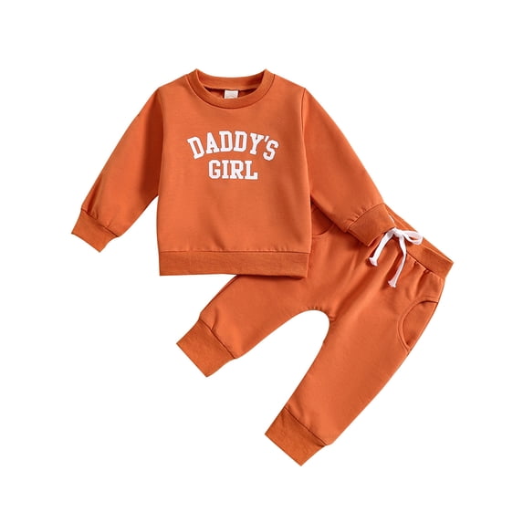 Toddler Boy Clothes Winter Fall Winter Girls Long Sleeve Letter Hoodie Pants Set Children's Set DADDY's GIRL Multi Color Letter Printed Sweatpants Fall Kids 2 Piece Outfit 3-6 Months