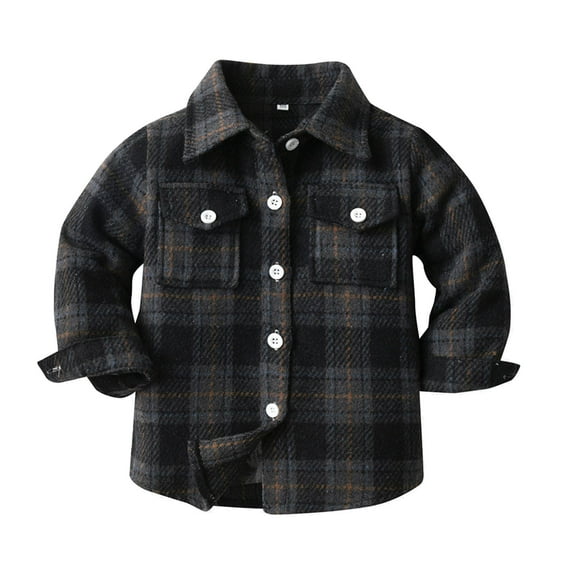Toddler Boy Coat Kids Toddler Baby Unisex Unisex Autumn Winter Plaid Tops Long Sleeve Shirt Coat Jacket Cardigan Clothes Clothes (M-Navy,90 1-2 Years)