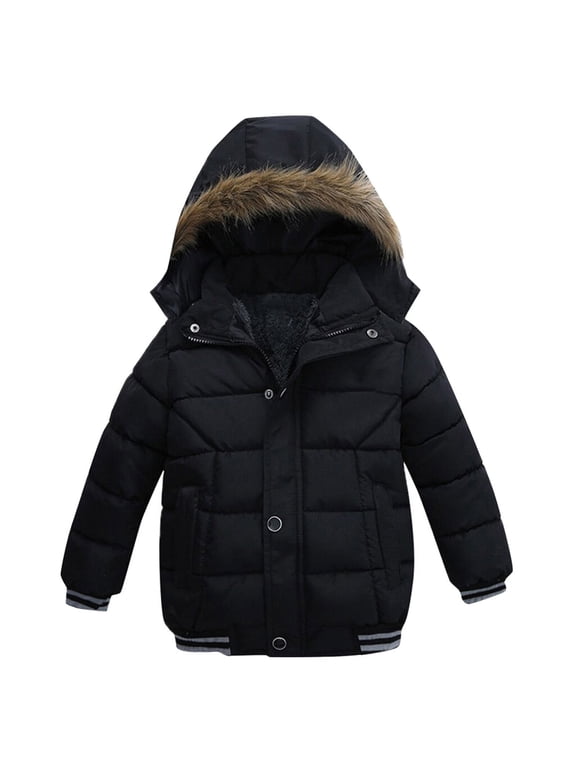 Toddler Boy Coats Jacket Children Hooded Fashion Kids Warm Outerwear for Boys Fall Winter Clothes Size 4-5T,Black