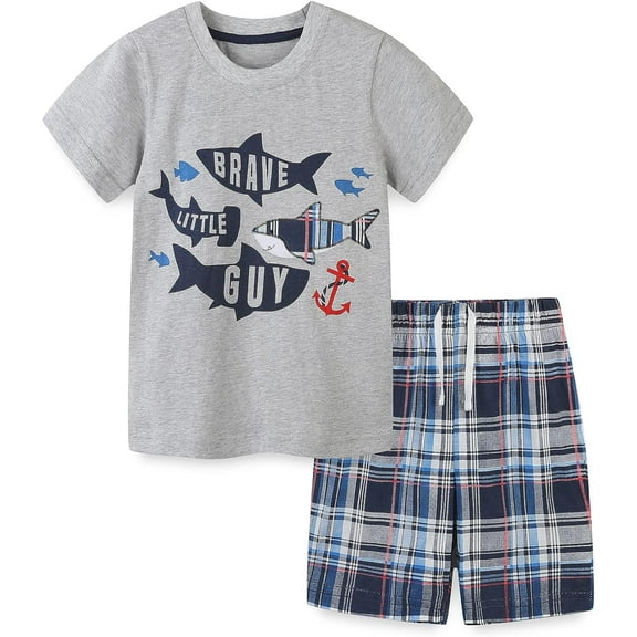 Toddler Boy Cotton Summer Short Sleeve T-Shirt and Short Set