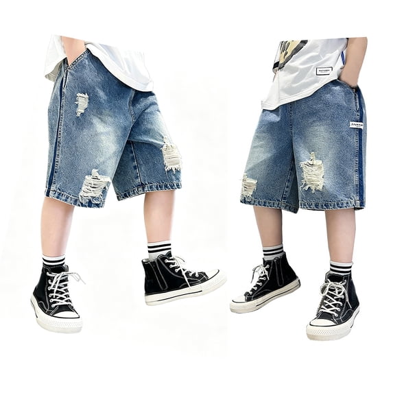 Toddler Boy Denim Shorts High Elastic Waist Loose Summer Jeans with Pockets Baby Summer Clothes 2-3 Years