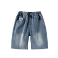 thumbnail image 1 of Toddler Boy Denim Shorts Straight Leg Loose Boys Elastic Waist Shorts Boys Jean Shorts Size 2-3 Years, 1 of 6