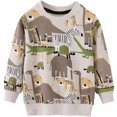 thumbnail image 1 of Toddler Boy Dinosaur Sweatshirts Crewneck Grey Animal Print Pollover Fall Clothes 3T (Dino-009), 1 of 5