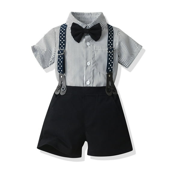 Toddler Boy Dress Suit Clothes Sets Button Down Shirt Suspenders Pants Children's Day Outfit Boy Baby Boy Suit 3-4 Years