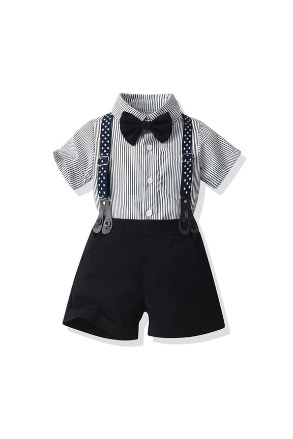 Toddler Boy Dress Suit Clothes Sets Button Down Shirt Suspenders Pants Children's Day Outfit Boy Baby Boy Suit 3-4 Years