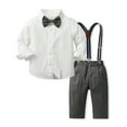 thumbnail image 1 of Toddler Boy Dress Suit Clothes Sets Formal Dress Shirt Suspenders Pants Baby Boy Baptism Outfit Toddler Boys Clothes 2-3 Years, 1 of 4