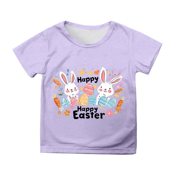 Toddler Boy Easter Day Shirt Casual Comfy Brown Bunny Cartoon Summer Easter Tshirt Boys Kids Toddler 2026 Short Sleeve T-Shirt Tops