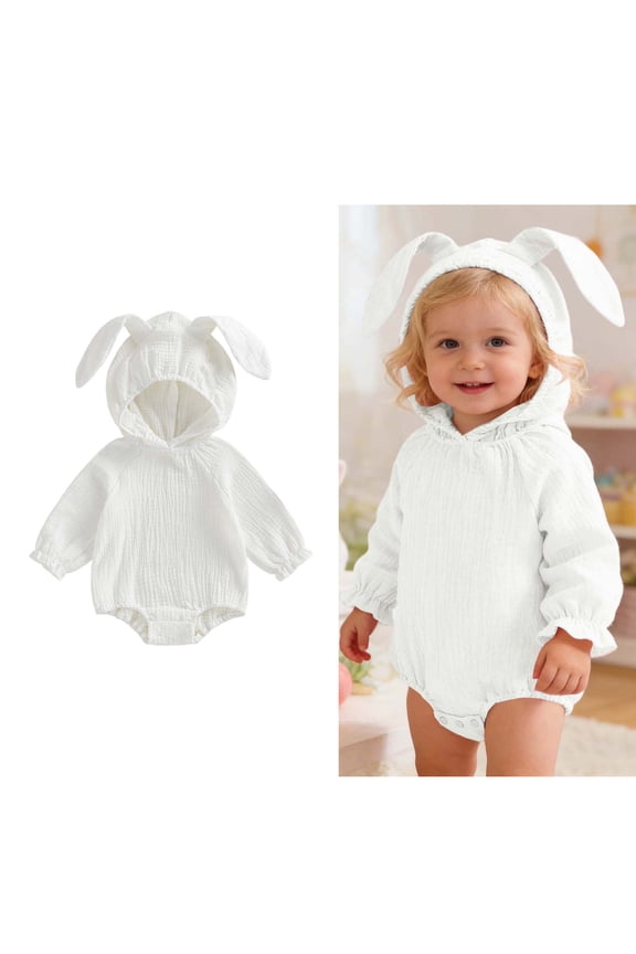 Toddler Boy Easter Outfits Long Sleeve Hooded Bunny Baby Bodysuit Romper Baby Boy 12-18 Months Outfits