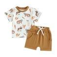 thumbnail image 1 of Toddler Boy Easter Shorts Outfit Bunny Carrot Print Short Sleeve T-Shirt with Elastic Solid Shorts, 1 of 6