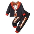 thumbnail image 1 of Toddler Boy Fall Clothes Boys Halloween Outfit Skeleton Print Long Sleeve Striped Pants Set Dress Up Toddler Outfits Boys Black 2 Years-3 Years, 1 of 5
