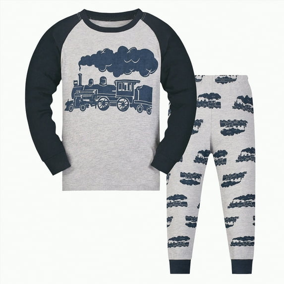 Toddler Boy Fall Clothes Kids Boys Autumn Winter Cartoon Long Sleeve Elastic Waist 3T 4T 5T Sleepwear Pajamas 2-Pieces Set