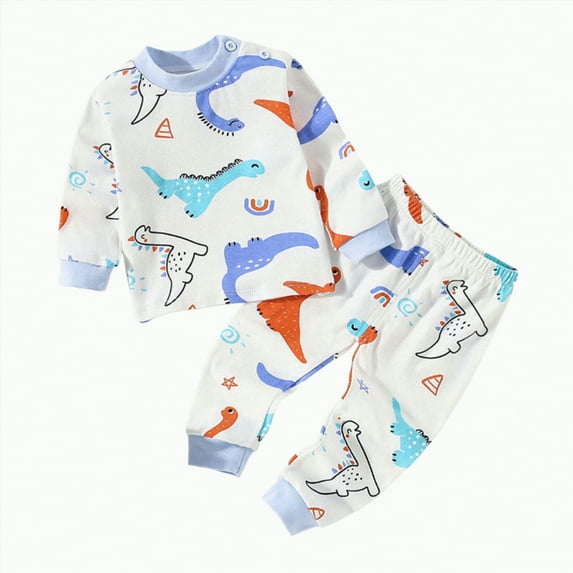 Toddler Boy Fall Clothes Kids Boys Spring Solid Color Long Sleeve Elastic Waist 12 18 24 Months 2T 3T 4T Pajama Set 2Pcs