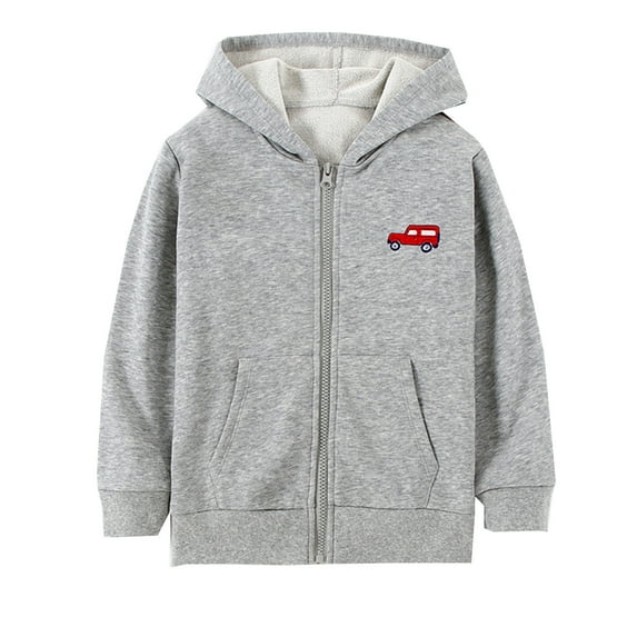Toddler Boy Fall Jacket Toddler Boys Girls Long Sleeve Winter Cartoon Car Zippered Hoodie Coat Jacket Warm Outwear (Grey-20,140 7-8 Years) Cute Tops