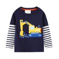 thumbnail image 1 of Toddler Boy Fall Shirts 5t Dinosaur Print Long Sleeve Shirt Loose Round Neck Blouse Tops Clothes for Boy Navy,4T, 1 of 5