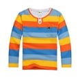 thumbnail image 1 of Toddler Boy Fall Shirts Kids Boys Girls Long Sleeve Casual Striped Shirt Button Closure Fashion Comfortable & Soft Fabric T-Shirts to Big Kid Orange,4-5 Years, 1 of 4