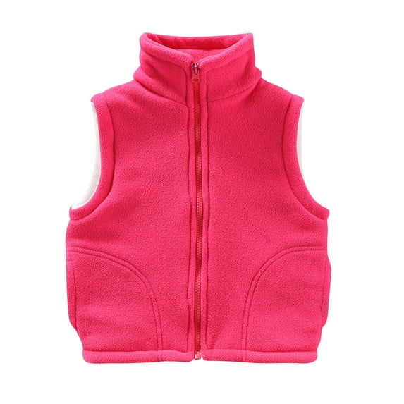 Toddler Boy Fleece Vests - Kids Sleeveless Full Zip Jackets no Hood, Winter Warm Stand Collar Zipper Sweatshirt with Pockets