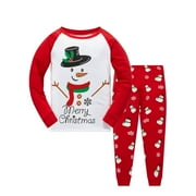 POPSHION Toddler Boy Girl 100% Cotton Christmas Pajamas Sets for Baby Boys Snowman Sleepwear Size 3T